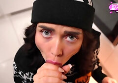 Bad Girl Ditching Candy Canes For Dick On Christmas Eve Blowjob Video