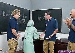 Three men takingturns fucking Teacher Kiki Calis tight pussy