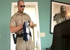 Hot Cop Jacking Off And Using His Nightstick and Flashlight As Dildos