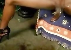 Playful brunette shemales from Brazil whip it out and pee