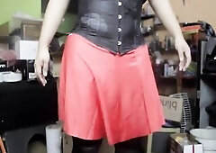 Doing a lil pinup with my red petticoat and garter