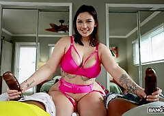 Busty Brunette Makes 2 Dicks Hard - Vivian Taylor, Kaby Snow And Don Sudan