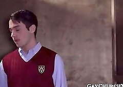 Priest sucks twink off after confession and rides him raw