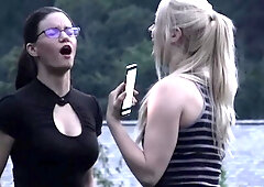 Blond brunette lesbians in a heat