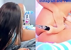 Colombian slut gets banged actually hard by a fuckmachine