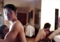 Homemade asian gangbang