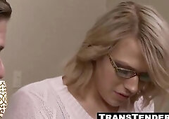 Maddy May a brunette hair adorned with tattoos opens her legs to embrace my substantial transgender member.