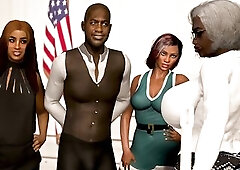 Elderly black large butt church lady rides her pastor in his office.