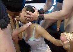 John Thompson's bukkake gang bang with jizz-swallowing hottie Nicole Love