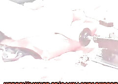 Fist machine wrecking my vagina whilst i suck my own load out!