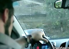 Transgender asian rides dick and gets cum