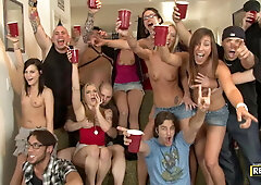 Teens having group sex party