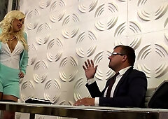 Big Tits at Work - Bald Savana Styles POV blowjob