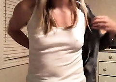 Small titted blond stunner Sarah Peachez masturbating