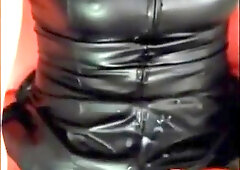 Playing in my new PVC dress 2