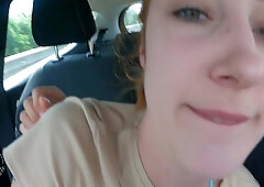 Cherry Candle In Risky Blowjob In The Car While Driving