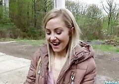 Public Agent Blond runs from Police after banging outdoors