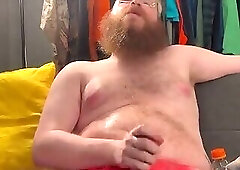 Enjoying some porn, stroking my cock, cumming on a jock