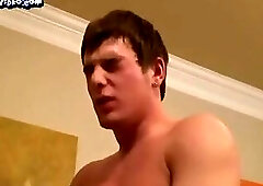 Trio boys hard bareback sex and double penetration cumshot