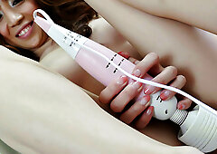 Big busty Mai Serizawa with three toys cumming hard