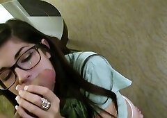 Small titted brunette teen fingering on the bed