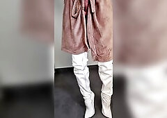 7 inch boots metallic heels crotch boots