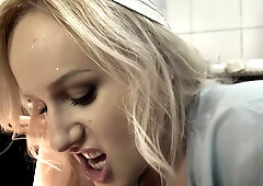 Blonde nurse and masked man subject dark-haired patient to clinical horror in dental dungeon