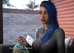 Busty brunette explores her first experiences in a visual novel adventure