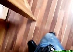 Euro girlnextdoor flashes her melons to a stranger for money