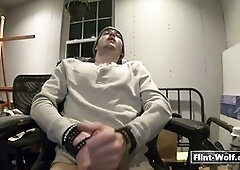 Compete, getting hard, gay cum