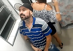 Mega-slut Renatasurtada gets down with a stranger in a bar restroom