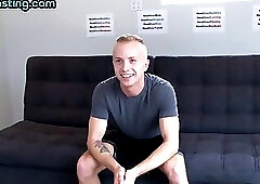 Real amateur jock jerks his hard penis after casting