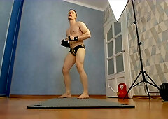 Thrust-ups from the floor. Cowers. Glamour lingerie