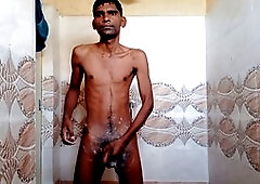 Rajesh jerking off and cumming in the shower