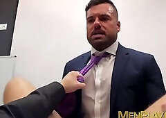 Bearded businessman hunk tearing up some tight butt