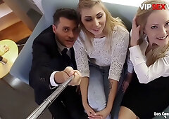Spanish and Serbian lovers share an intimate moment as passion reaches its peak