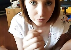 I go on my knees, giving him head, sucking that large chunky schlong, expecting my hawt warm award! Eventually his dick errupts and splashes my throat