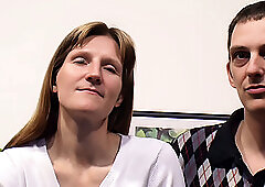 Stupid German Cuckold let his Anorexic slim wife Fuck old Stranger in 3way