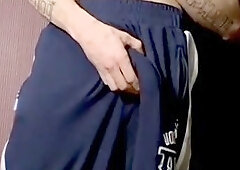 Smoking twink licks his own ample huge man meat and tugs it hard