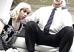 Imposing blonde tranny gets fucked by her sexy bold landlord