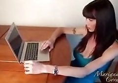 Tranny Mariana Cordoba gets sucked off by her masked slave