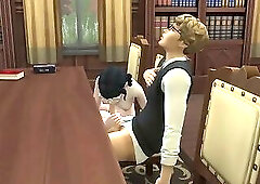 Friends studying at the bookstore ended up having sex everywhere.