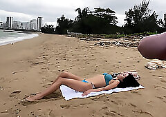 Girl Can I Cum On Your Tits? - Public Penis Flashing On The Beach