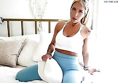 Slutty Blond Female-dominator Squirts In Her Leggings