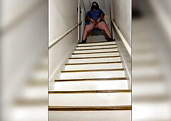 After a lengthy await, Mrs. A has made some other pee movie this time a public one. That Babe has a full bladder and hoses down the stairs in a deluge