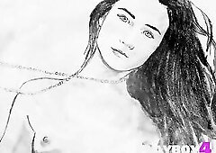 Sexy brunette MILF posing in lingerie so small tits MILF enjoyed striptease