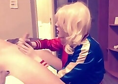 SS Harley Quinn crossdresser, sucks cock and balls part 1