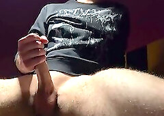 Moans dirty talk and intense cumshot from a hot guy jerking off after work