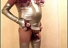 Mauve haired slut in silver boots