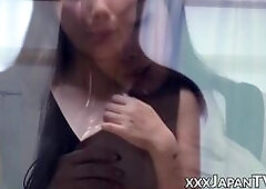 Curvy Asian tease plays her nipples before rubbing her clit to orgasm